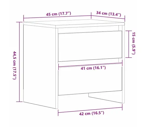 Naktsgaldiņš 2 Gab. No Veca Koka 45X34X44,5 Cm Inženierijas Koks Vidaxl