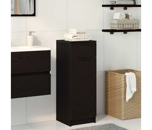 Vannas Skapītis Melns Ozols 32X34X90 Cm Inženierijas Koks Vidaxl