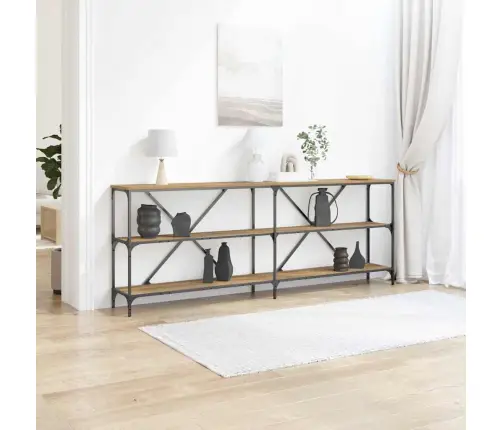 Konsoles Galds Ar Plauktu Cits Amatnieku Ozola 180 X 30 X 75 Cm Vidaxl Konsoles Galds Ar Plauktu Cits Amatnieku Ozola 180 X 30 X 75 Cm Vidaxl