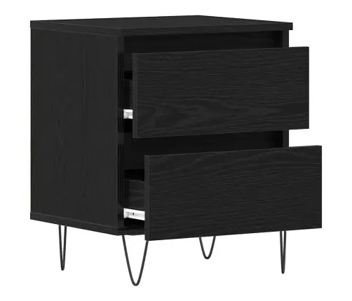 Šalia Lovos Spintelė 2 Pcs Juoda Ąžuolo 40 X 35 X 50 Cm Šalia Lovos Spintelė 2 Pcs Juoda Ąžuolo 40 X 35 X 50 Cm