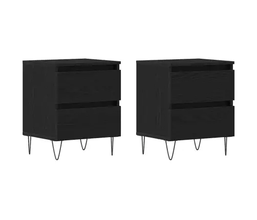 Šalia Lovos Spintelė 2 Pcs Juoda Ąžuolo 40 X 35 X 50 Cm Šalia Lovos Spintelė 2 Pcs Juoda Ąžuolo 40 X 35 X 50 Cm