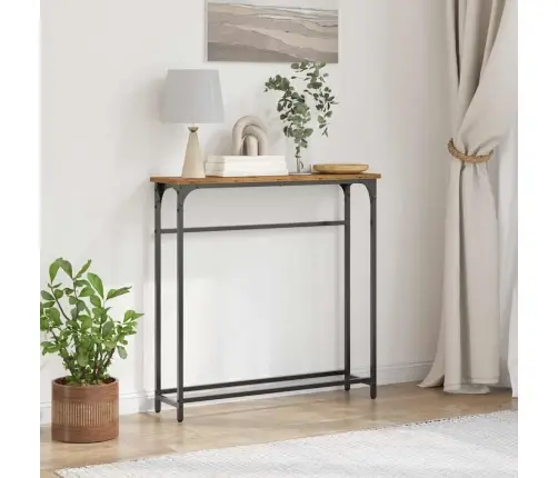 Konsoles Galds No Veca Koka 75X19,5X75 Cm No Inženierkoka Un Tērauda Vidaxl