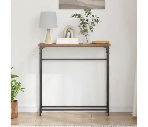 Konsoles Galds No Veca Koka 75X19,5X75 Cm No Inženierkoka Un Tērauda Vidaxl