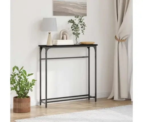 Konsoollaud Riiuliga Must Tamm 75 X 19,5 X 75 Cm Tehispuit