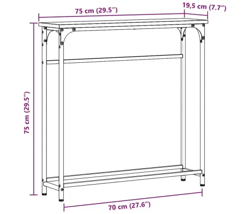 Konsoollaud Riiuliga Must Tamm 75 X 19,5 X 75 Cm Tehispuit