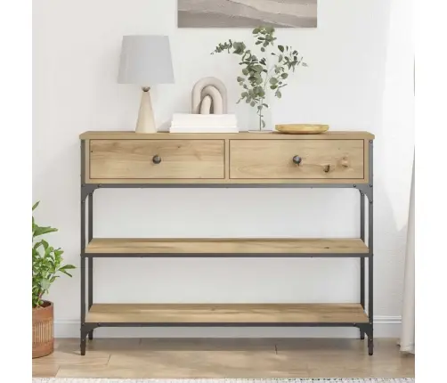 Konsoles Galds Amatnieku Ozols 100X25X75 Cm Inženierijas Koks & Tērauds Vidaxl