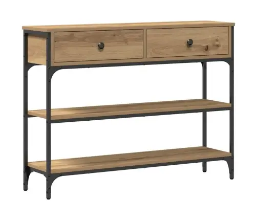 Konsoles Galds Amatnieku Ozols 100X25X75 Cm Inženierijas Koks & Tērauds Vidaxl