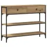 Konsoles Galds Amatnieku Ozols 100X25X75 Cm Inženierijas Koks & Tērauds Vidaxl