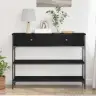Konsoles Galds Melnā Ozolā 100X25X75 Cm Inženierijas Koks Un Tērauds Vidaxl Konsoles Galds Melnā Ozolā 100X25X75 Cm Inženierijas Koks Un Tērauds Vidaxl