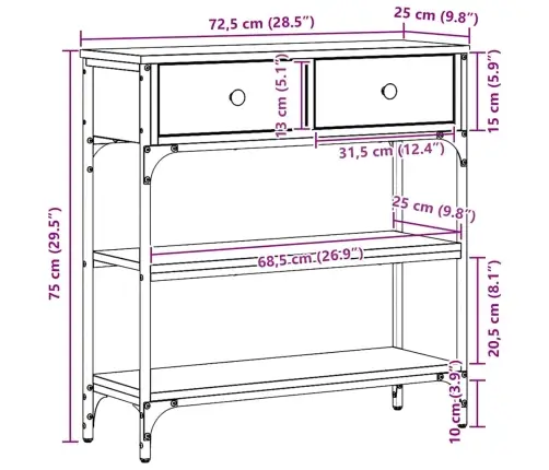 Konsoollaud Sahtliga Vana Puit 72.5 X 25 X 75 Cm Tehispuit