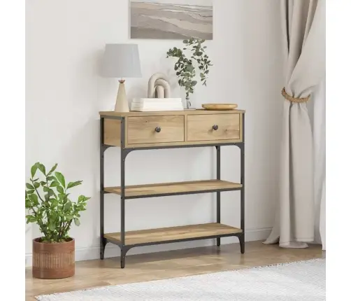 Konsoollaud Sahtliga Riiuliga Käsitöötamm 72.5 X 25 X 75 Cm Konsoollaud Sahtliga Riiuliga Käsitöötamm 72.5 X 25 X 75 Cm