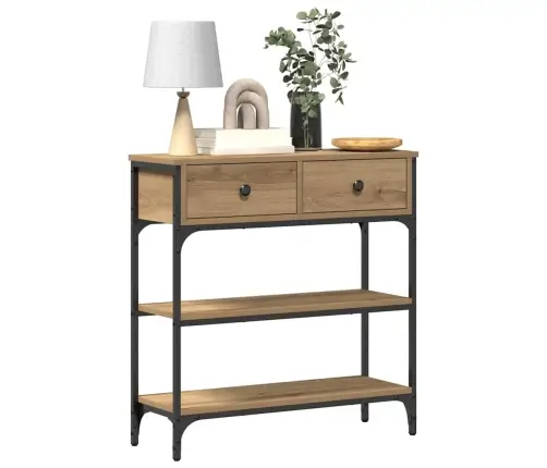 Konsoollaud Sahtliga Riiuliga Käsitöötamm 72.5 X 25 X 75 Cm Konsoollaud Sahtliga Riiuliga Käsitöötamm 72.5 X 25 X 75 Cm