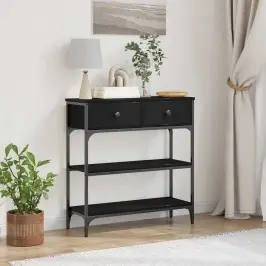 Konsoollaud Sahtliga Riiuliga Must Tamm 72.5 X 25 X 75 Cm