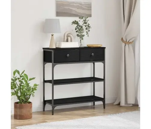 Konsolinis Stalas Su Stalčių Juoda Ąžuolo 72.5 X 25 X 75 Cm