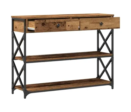 Konsoles Galds No Vecās Koksnes 100X28X75 Cm No Inženierijas Koka Un Tērauda Vidaxl