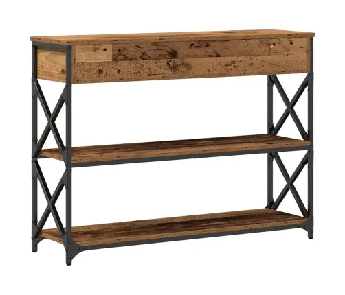 Konsoles Galds No Vecās Koksnes 100X28X75 Cm No Inženierijas Koka Un Tērauda Vidaxl
