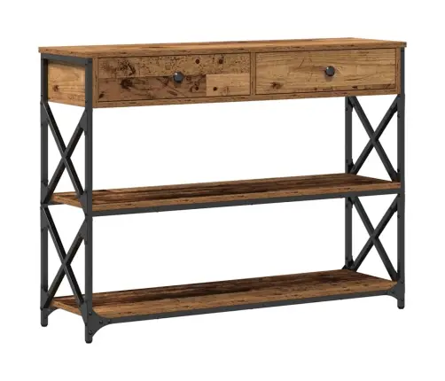 Konsoles Galds No Vecās Koksnes 100X28X75 Cm No Inženierijas Koka Un Tērauda Vidaxl