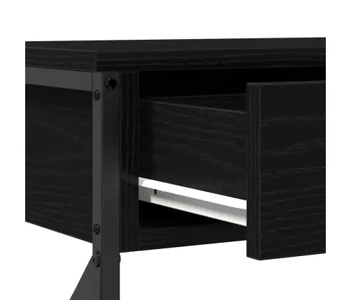 Konsoles Galds Melns Ozols 100X28X75 Cm Inženierijas Koks Un Tērauds Vidaxl