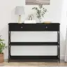 Konsoles Galds Melns Ozols 100X28X75 Cm Inženierijas Koks Un Tērauds Vidaxl