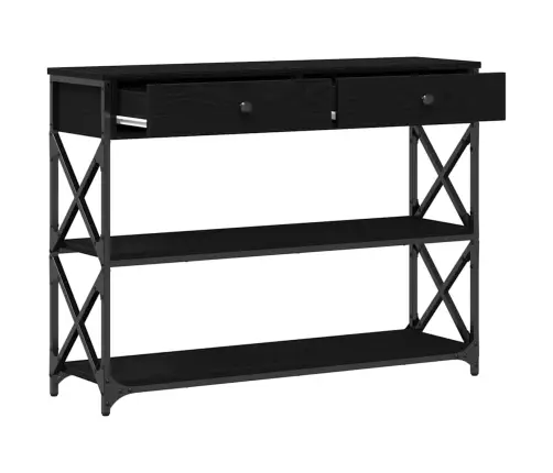 Konsoles Galds Melns Ozols 100X28X75 Cm Inženierijas Koks Un Tērauds Vidaxl