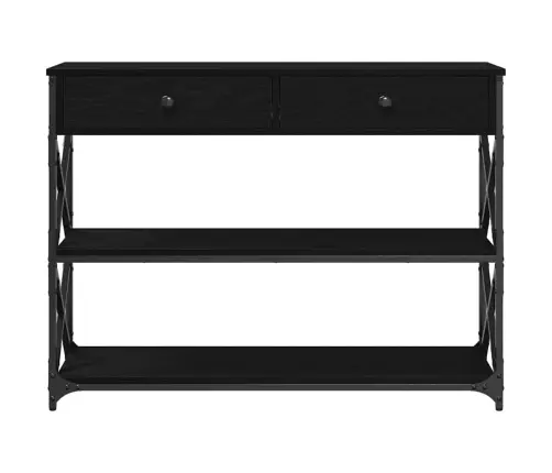Konsoles Galds Melns Ozols 100X28X75 Cm Inženierijas Koks Un Tērauds Vidaxl