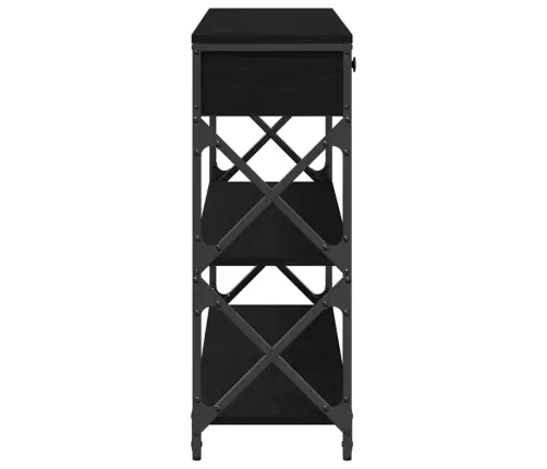 Konsoles Galds Melns Ozols 100X28X75 Cm Inženierijas Koks Un Tērauds Vidaxl