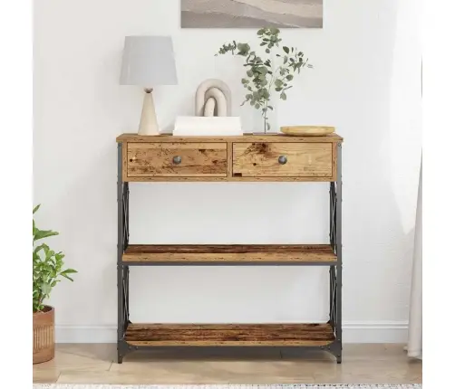 Konsoles Galds Vecs Koks 75X28X75 Cm Inženierijas Koks Un Tērauds Vidaxl