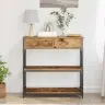 Konsoles Galds Vecs Koks 75X28X75 Cm Inženierijas Koks Un Tērauds Vidaxl