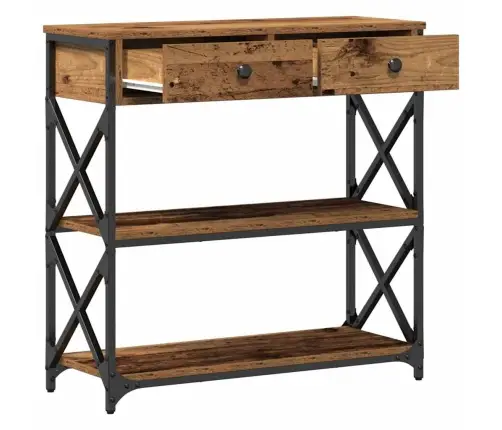 Konsoles Galds Vecs Koks 75X28X75 Cm Inženierijas Koks Un Tērauds Vidaxl