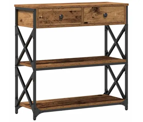 Konsoles Galds Vecs Koks 75X28X75 Cm Inženierijas Koks Un Tērauds Vidaxl