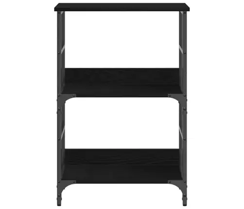 Grāmatu Plaukts Melns Ozols 50X33X82 Cm Inženierijas Koks Un Tērauds Vidaxl