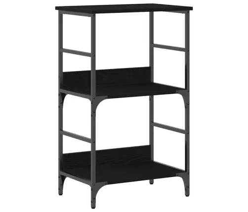 Grāmatu Plaukts Melns Ozols 50X33X82 Cm Inženierijas Koks Un Tērauds Vidaxl