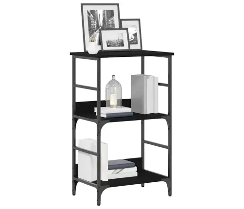 Grāmatu Plaukts Melns Ozols 50X33X82 Cm Inženierijas Koks Un Tērauds Vidaxl