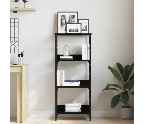 Knygų Lentyna Juoda Ąžuolo 50X33X117,5Cm Apdirbta Mediena