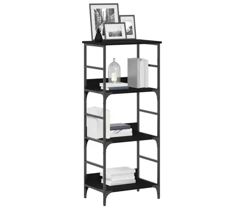 Knygų Lentyna Juoda Ąžuolo 50X33X117,5Cm Apdirbta Mediena