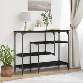 Konsoles Galds Ar Plauktu Melns Ozols 100 X 35 X 75 Cm Vidaxl
