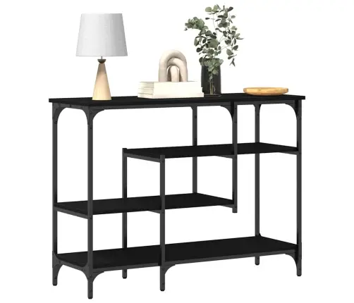 Konsoles Galds Melns Ozols 100X35X75 Cm Inženierijas Koks Un Tērauds Vidaxl