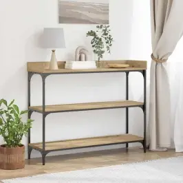 Konsoollaud Riiuliga Ladustamisega Käsitöötamm 100 X 30 X 80 Cm