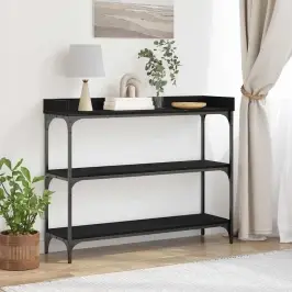 Konsoles Galds Ar Plauktu Melns Ozols 100 X 30 X 80 Cm Vidaxl