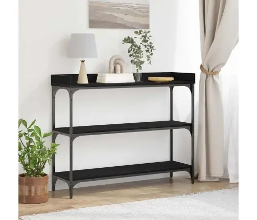 Konsoles Galds Melns Ozols 100X30X80 Cm Inženierijas Koks Un Tērauds Vidaxl
