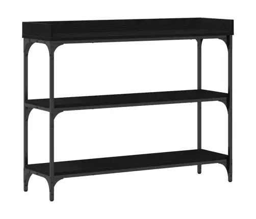 Konsoles Galds Melns Ozols 100X30X80 Cm Inženierijas Koks Un Tērauds Vidaxl