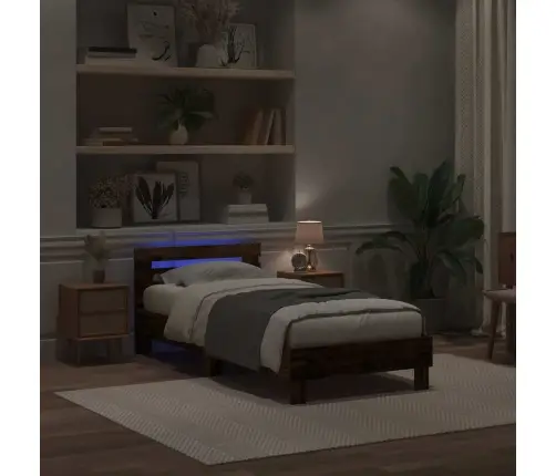 Gultas Rāmī Bez Matrača Ar Led Gaismām Vecs Koks 100X200 Cm Vidaxl