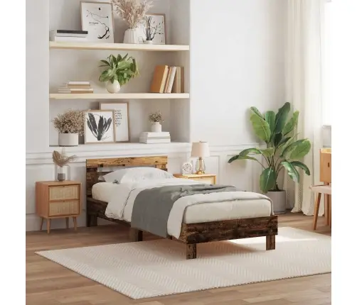 Gultas Rāmī Bez Matrača Ar Led Gaismām Vecs Koks 100X200 Cm Vidaxl