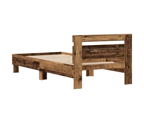 Gultas Rāmī Bez Matrača Ar Led Gaismām Vecs Koks 100X200 Cm Vidaxl