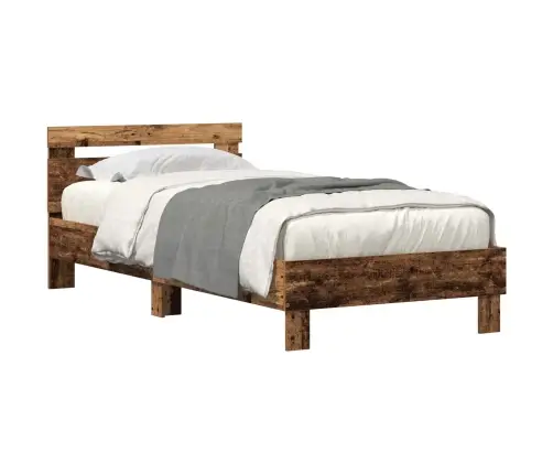 Gultas Rāmī Bez Matrača Ar Led Gaismām Vecs Koks 100X200 Cm Vidaxl