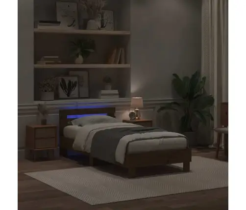 Gultas Rāmis Ar Led Gaismām Artisan Ozols 100X200 Cm Vidaxl