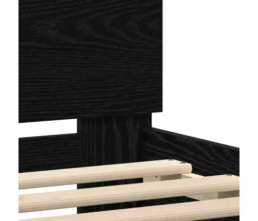 Gultas Rāmis Ar Led Gaismām Melns Ozols 100X200 Cm Inženierijas Koks Vidaxl