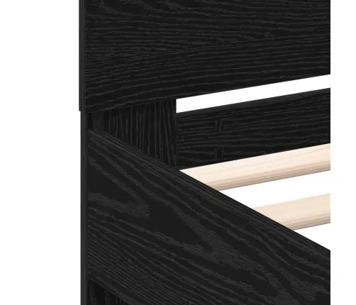 Gultas Rāmis Ar Led Gaismām Melns Ozols 100X200 Cm Inženierijas Koks Vidaxl