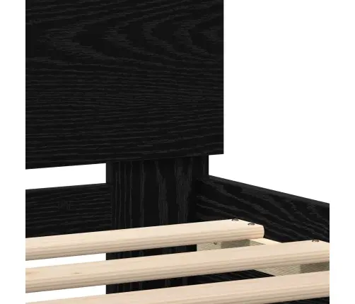Gultas Rāmis Ar Led Gaismām Melns Ozols 100X200 Cm Inženierijas Koks Vidaxl