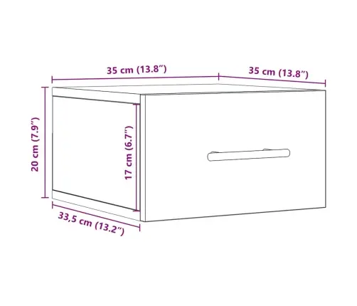 Naktsgaldiņu 2 Gab. Piekārtie Melnā Ozola 35X35X20 Cm Vidaxl